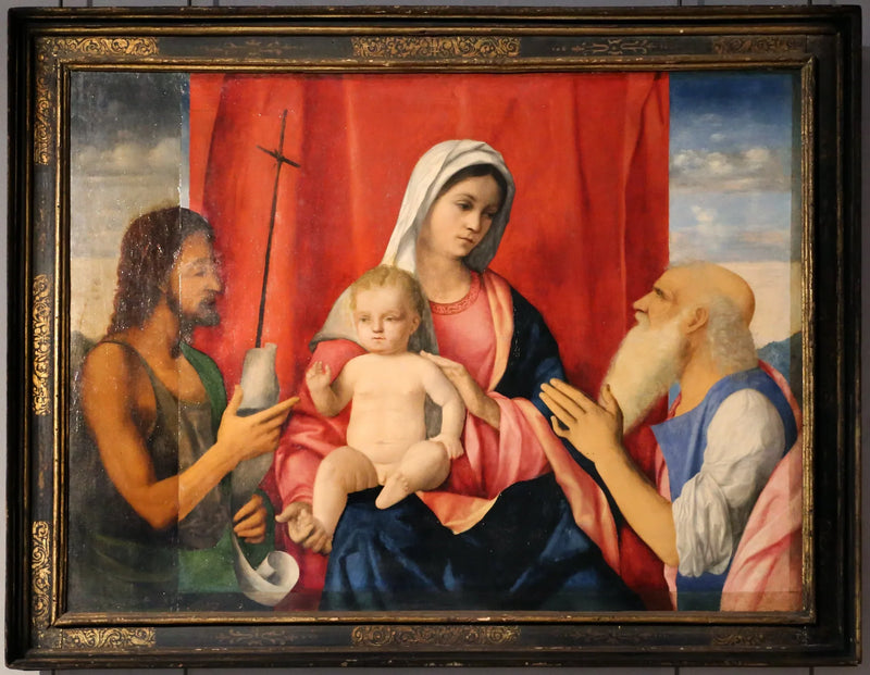 The Virgin and Child between Saint John the Baptist and Saint Jerome - Giovanni Bellini