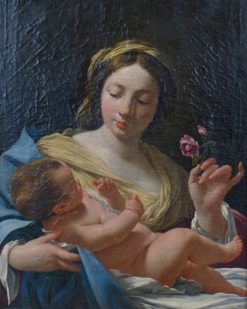 The Virgin and Child with Rose - Simon Vouet