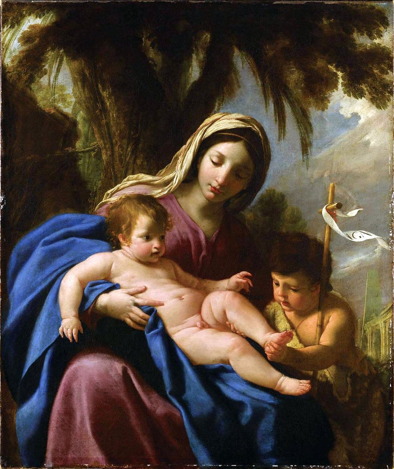 The Virgin and Child Jesus with Saint John the Baptist - Eustache Le Sueur