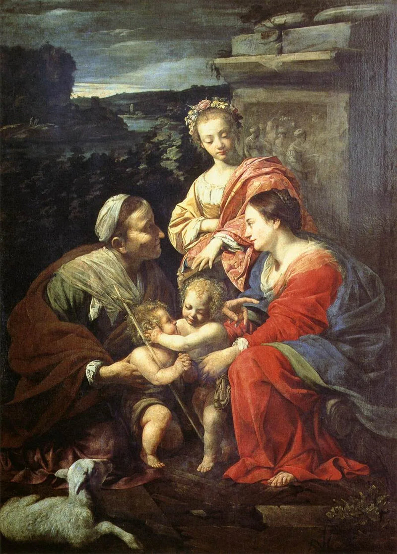 The Virgin Mary and the Child Jesus with Saint Elizabeth, Saint John the Baptist, and Saint Catherine - Simon Vouet