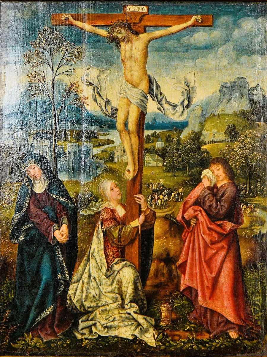 The Virgin, Mary Magdalene and Saint John at the foot of the Cross - Quentin Metsys