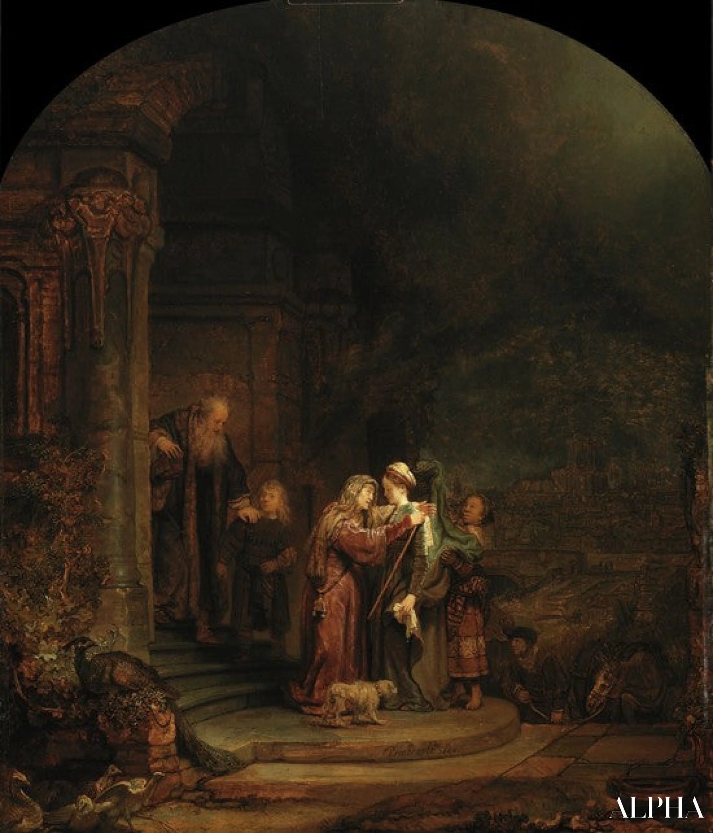 La visite - Rembrandt van Rijn - Reproductions de tableaux et peintures haut de gamme