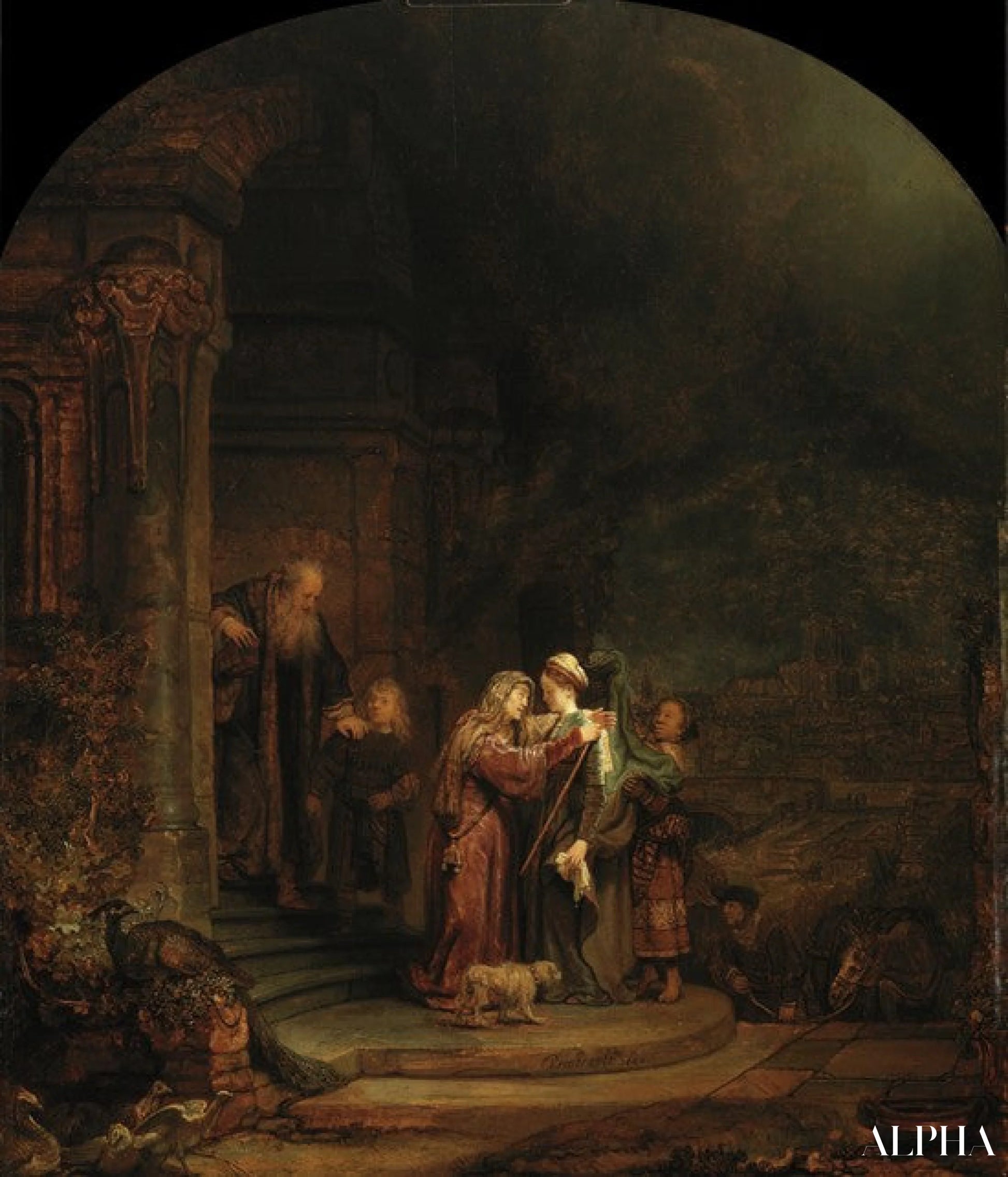 La visite - Rembrandt van Rijn - Reproductions de tableaux et peintures haut de gamme