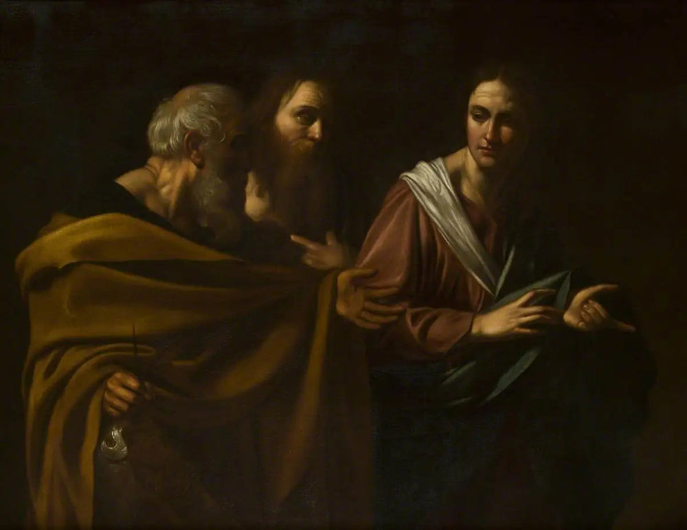 Reproduction du tableau « La vocation des saints Pierre et André - Le Caravage » par Alpha Reproduction en peinture à l’huile