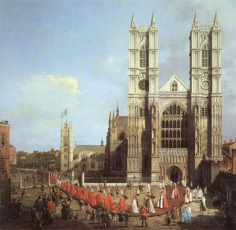 Westminster Abbey with the Order of the Bath procession - Canaletto
