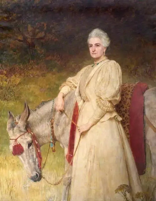 Lady Harriet Sarah Wantage (1837–1920) with her Egyptian donkey - Briton Rivière