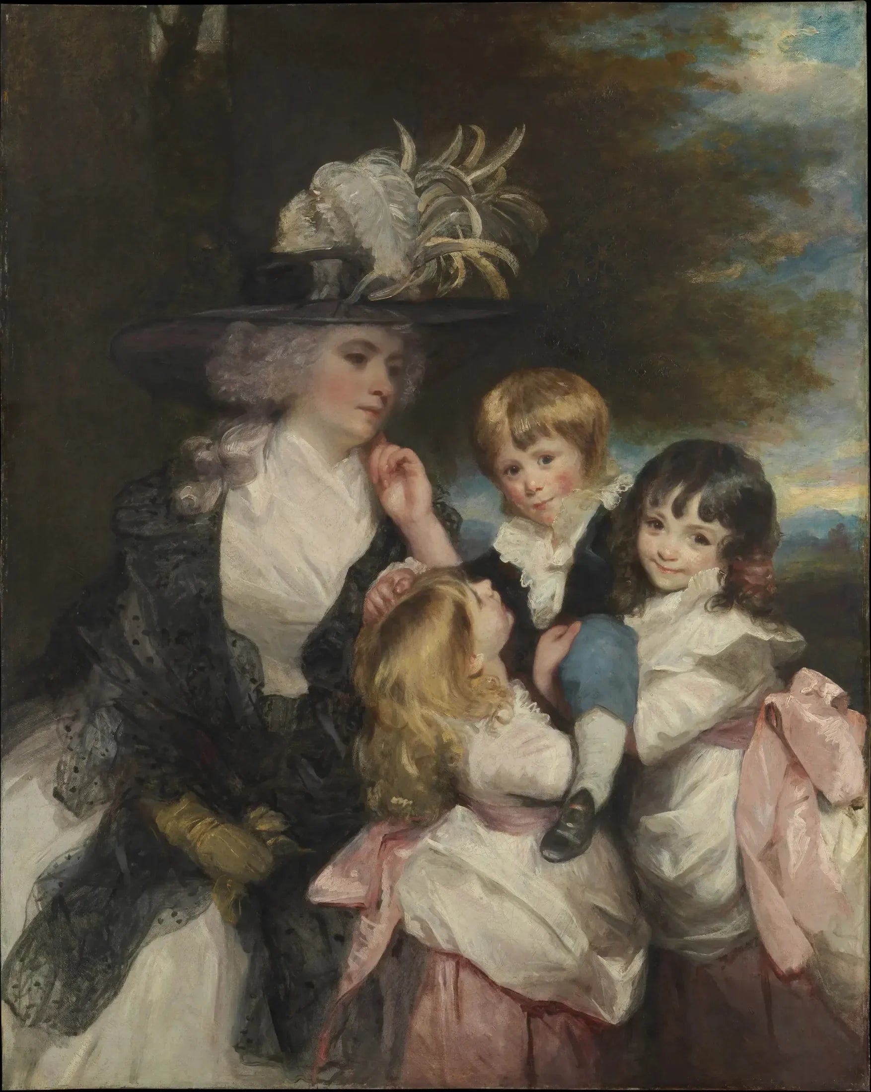 Lady Smith (Charlotte Delaval) et ses enfants (George Henry, Louisa et Charlotte) - Joshua Reynolds image 1 tableau peint à l’huile sur toile