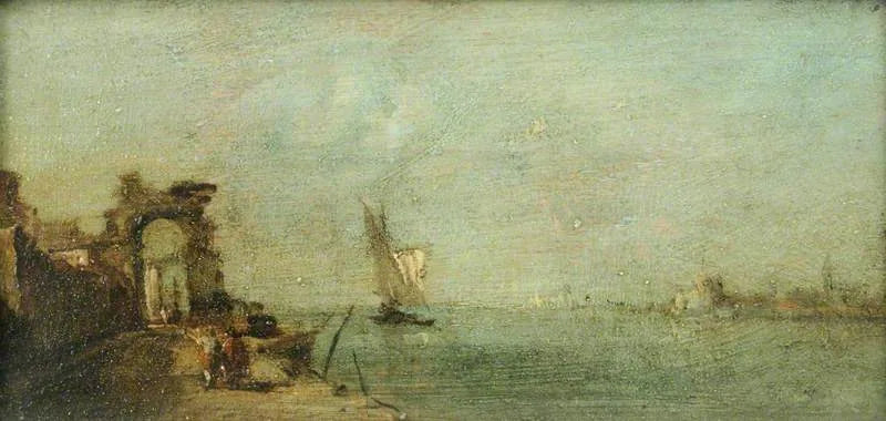Capriccio Lagoon with a Ruined Arch - Francesco Guardi