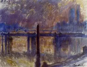 Reproduction du tableau « L'Aiguille de Cléopâtre et Charing Cross Bridge - Claude Monet » par Alpha Reproduction en peinture à l’huile