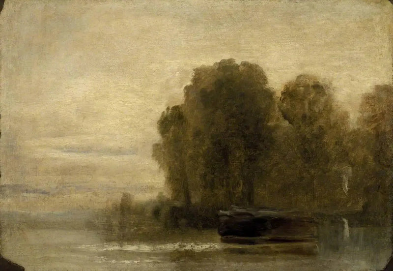 Lake or River with Trees on the Right - J. M. W. Turner