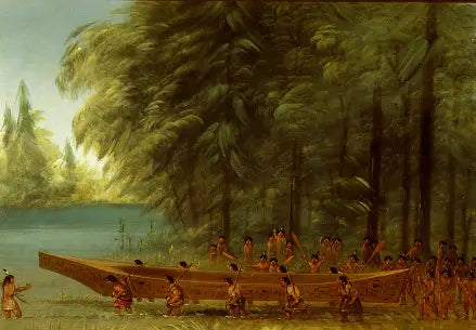 Launch of a Canoe - Nayas Indians - George Catlin