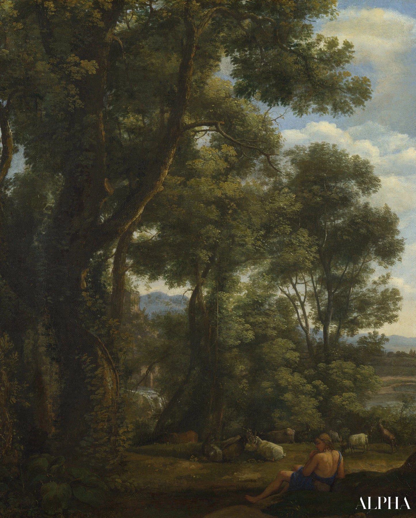 Reproduction du tableau « Landscape with Goatherd - Claude Lorrain » par Alpha Reproduction en peinture à l’huile