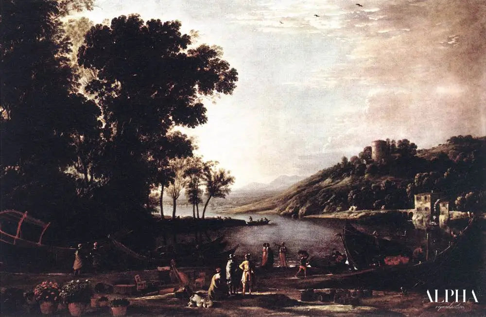 Landscape with Merchants - Claude Lorrain - Reproductions de tableaux et peintures haut de gamme