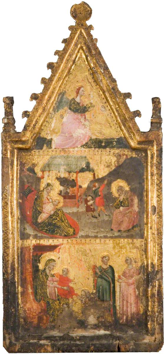 The Annunciation Angel (top), the Nativity and the Annunciation to the shepherds (center), the Adoration of the Magi (bottom) - Giovanni Baronzio