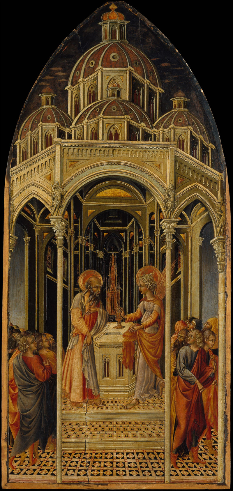 The Annunciation to Zechariah ; (back) The Angel of the Annunciation - Giovanni di Paolo
