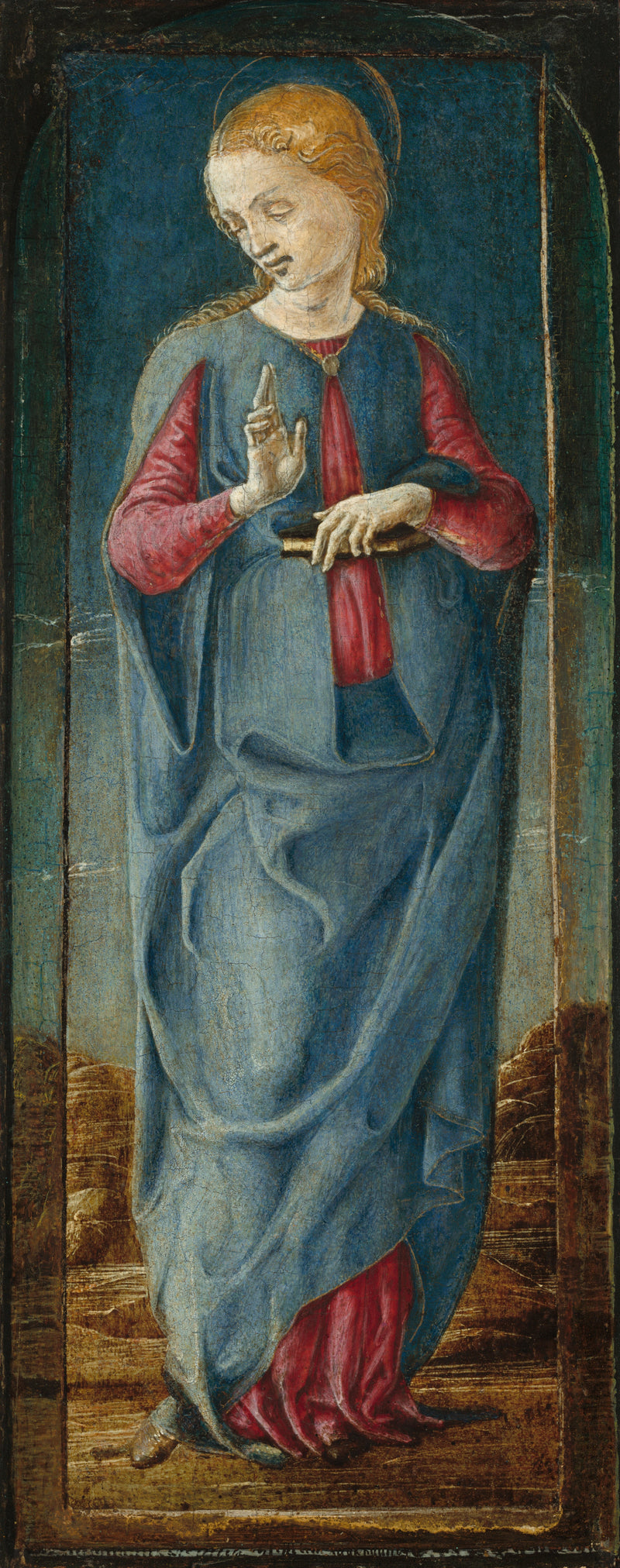 The Annunciation with Saint Francis and Saint Louis of Toulouse [central right panel] - Cosmé Tura