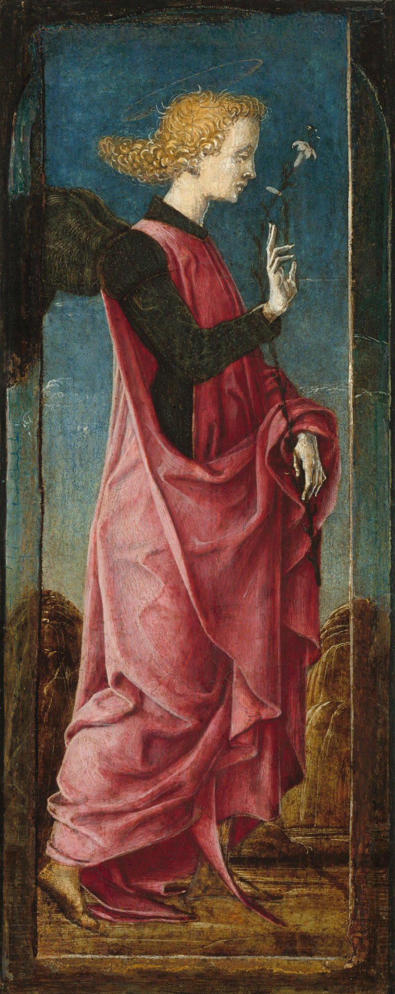 The Annunciation with Saint Francis and Saint Louis of Toulouse [central left panel] - Cosmé Tura