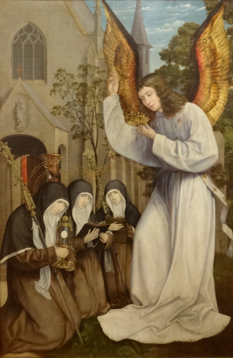 The Apparition of the Angel to Saint Clare, Saint Agnes of Assisi, and Saint Colette of Corbie - Quentin Metsys