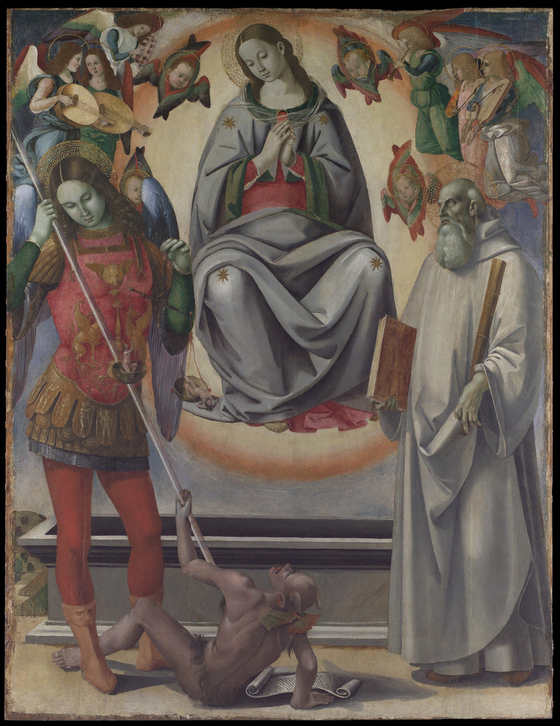 The Assumption of the Virgin with Saints Michael and Benedict - Luca Signorelli