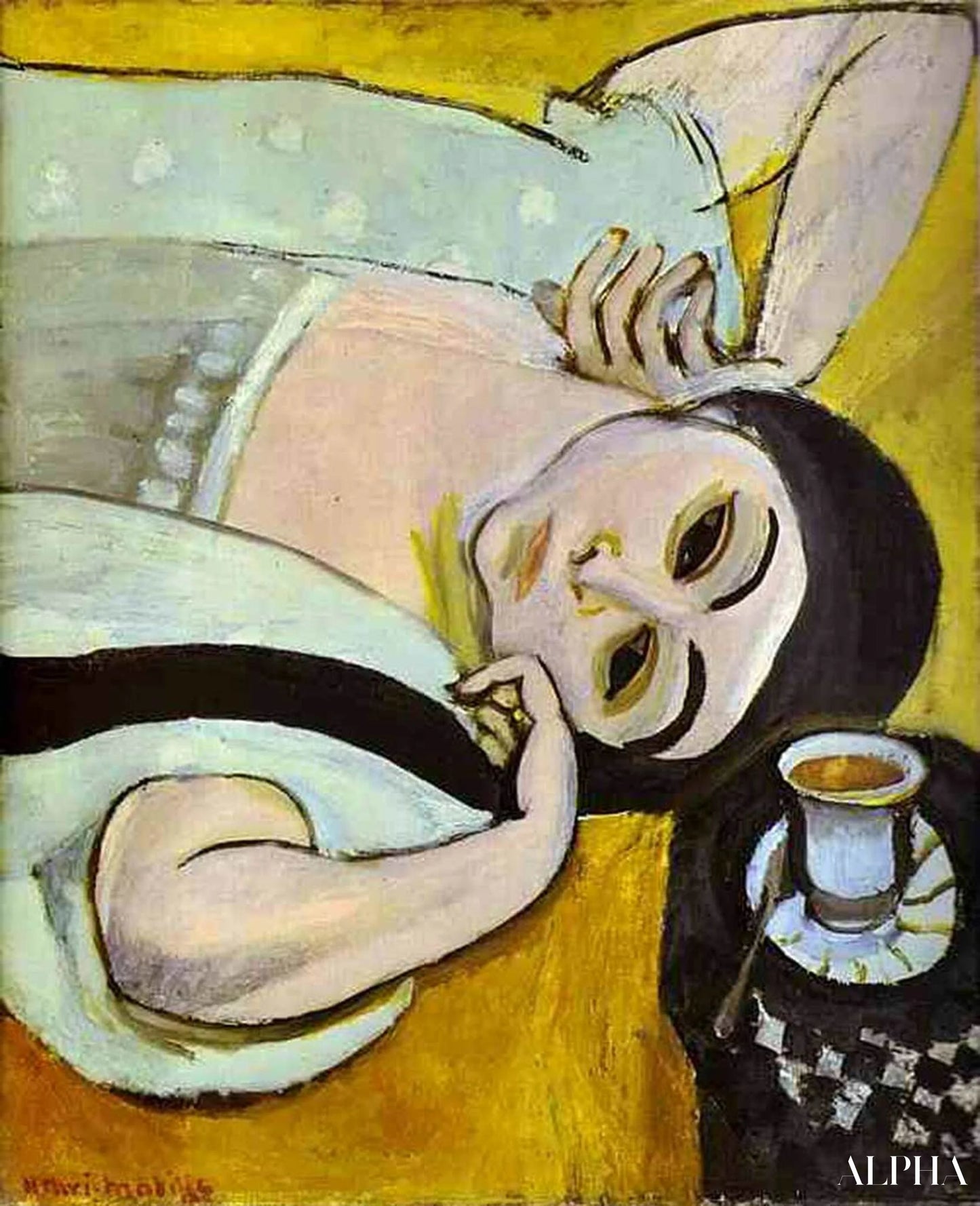 Laurette lying down with a cup of coffee - Matisse - High-end reproductions of paintings and artworks