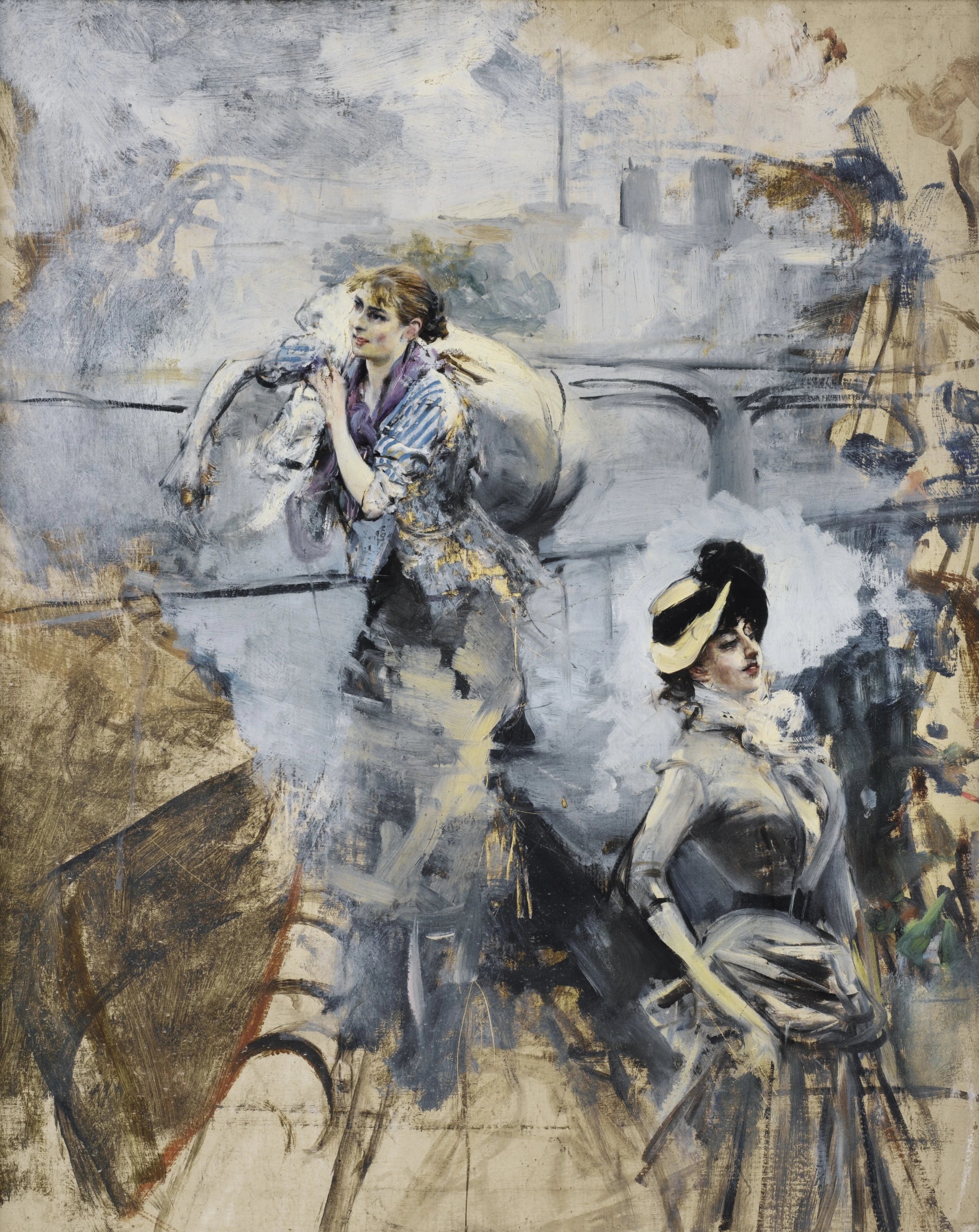 Lavandière et jeune brune au bord de la Seine Paris - Giovanni Boldini - Alpha Reproduction
