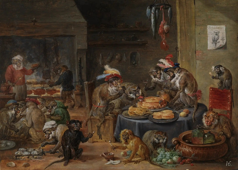 The Banquet of the Monkeys - David Teniers the Younger