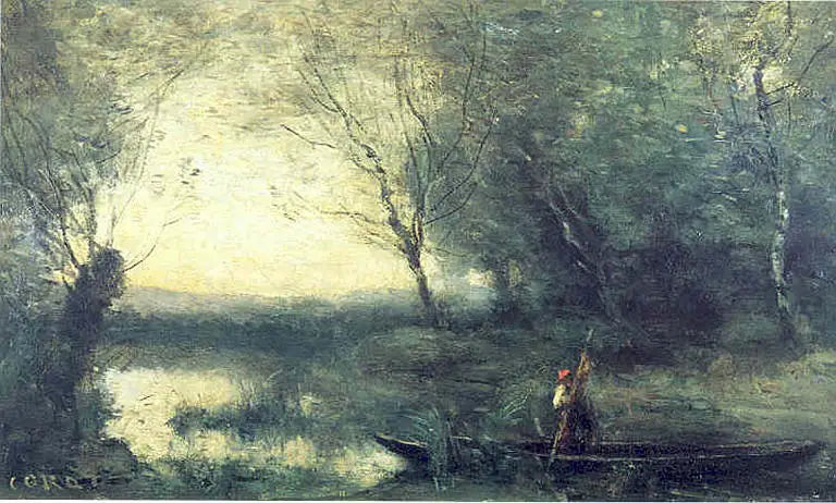 The Boatman, Evening - Jean-Baptiste Camille Corot