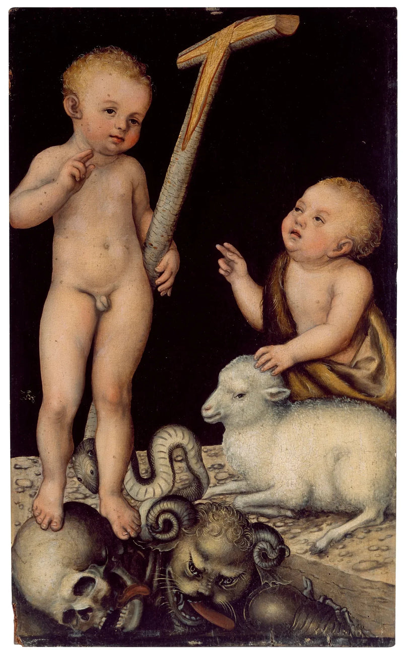 Baby Jesus adored by John the Baptist children - Lucas Cranach the Elder