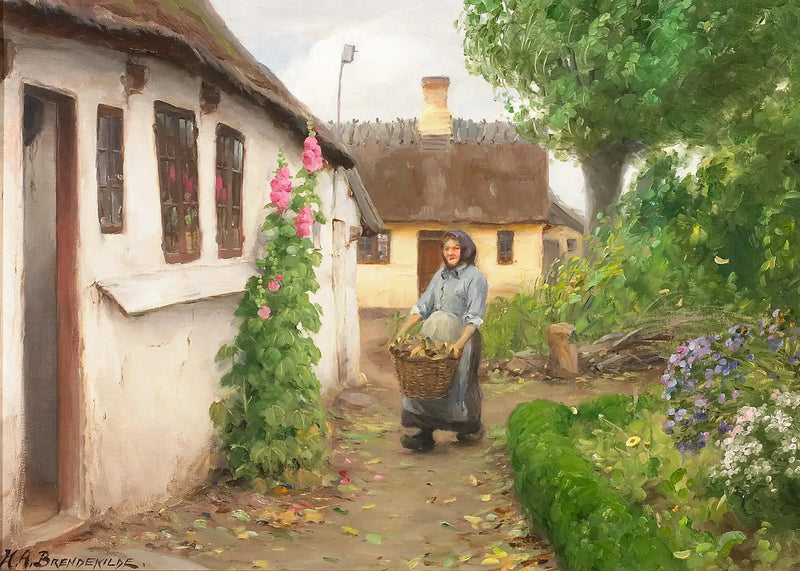 Firewood is transported to the house. - H. A. Brendekilde