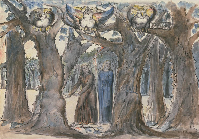The Wood of the Suicidal: The Harpies and the Suicides - William Blake
