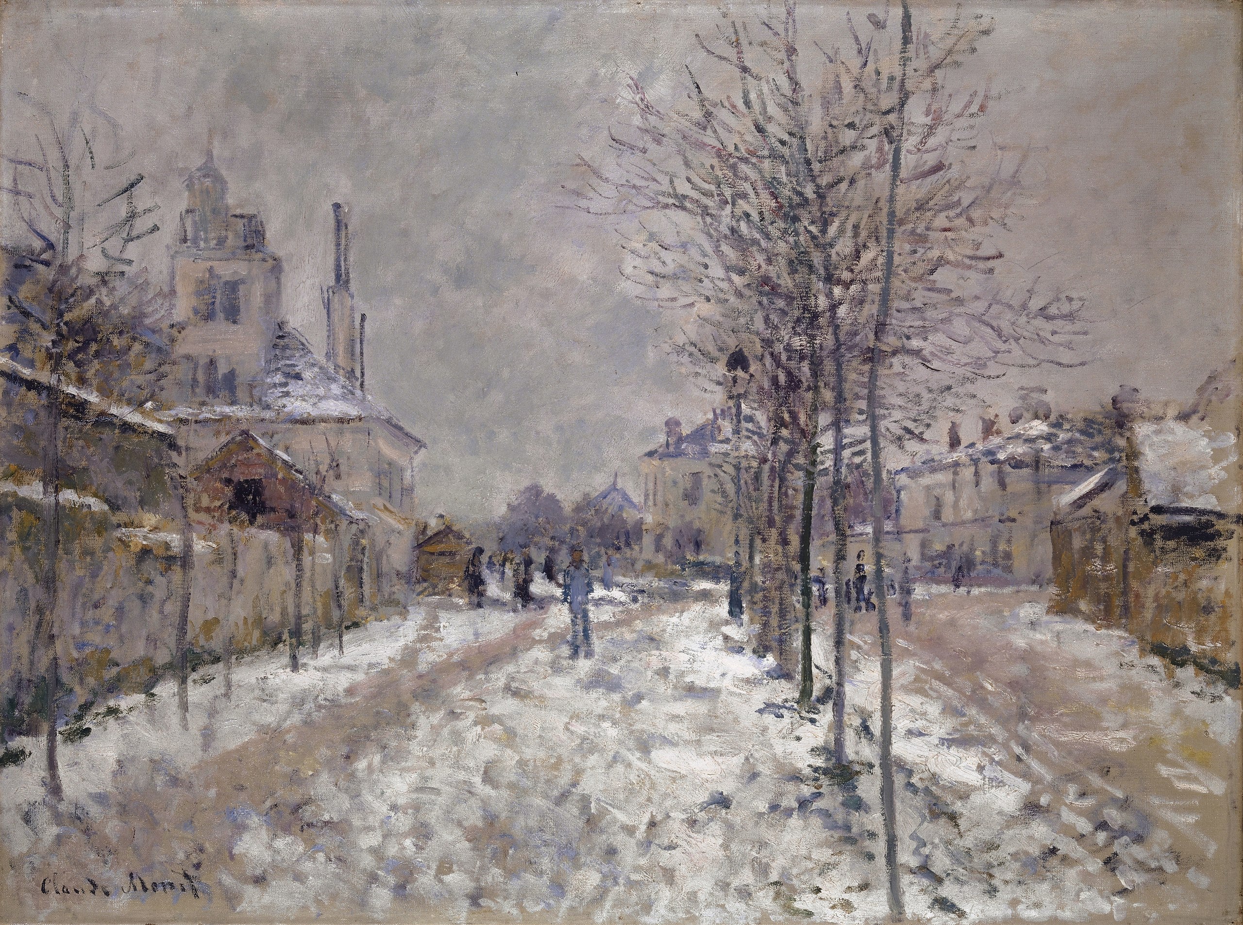 The Boulevard de Pontoise in Argenteuil, snow - Claude Monet