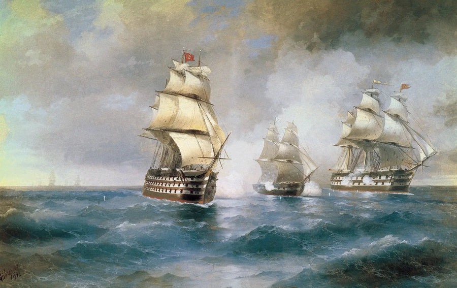 The "Mercure" Brick attacked by two Turkish ships - Ivan Aïvazovski