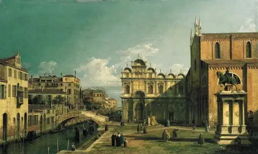 The Campo Santi Giovanni e Paolo, Venice, with the western end of the church and the Scuola di San Marco - Canaletto