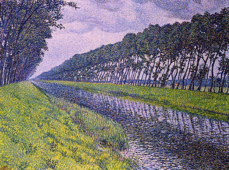 The canal in Flanders in gloomy weather - Theo van Rysselberghe