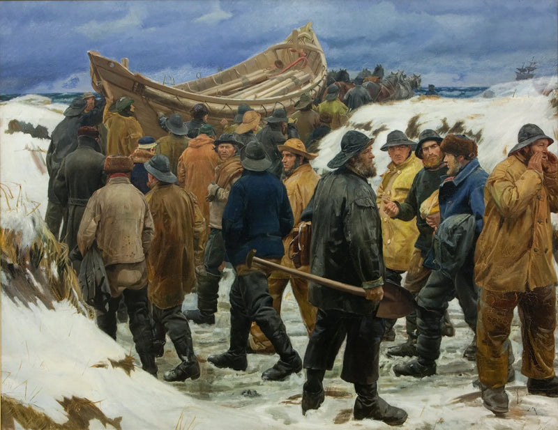 The lifeboat is stuck in the dunes - Michael Peter Ancher