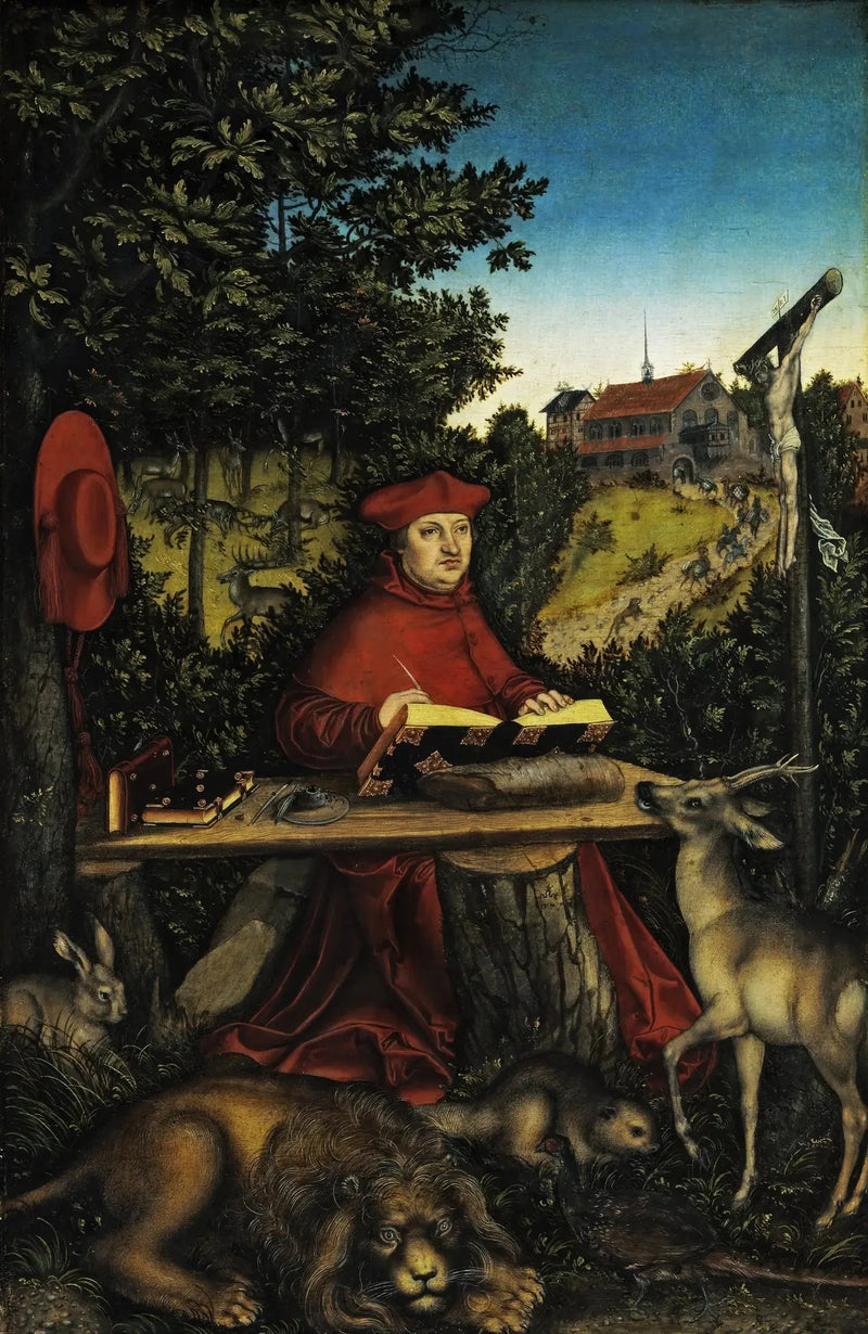 Cardinal Albert of Brandenburg (1490-1545) in the role of Saint Jerome - Lucas Cranach the Elder