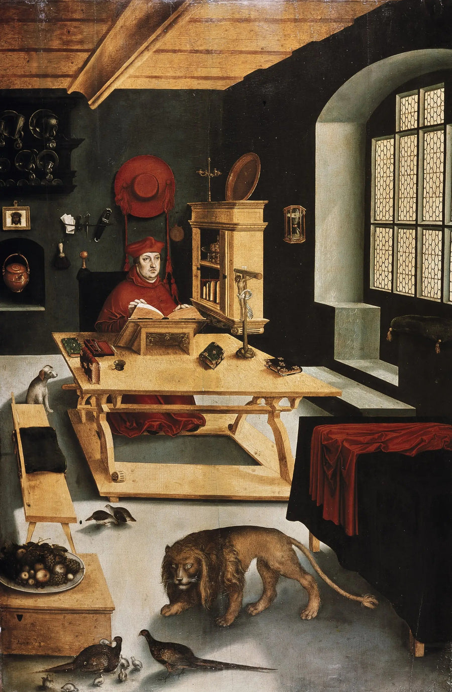 Cardinal Albrecht von Brandenburg, Archbishop of Mainz, depicted as Saint Jerome in his study - Lucas Cranach the Elder