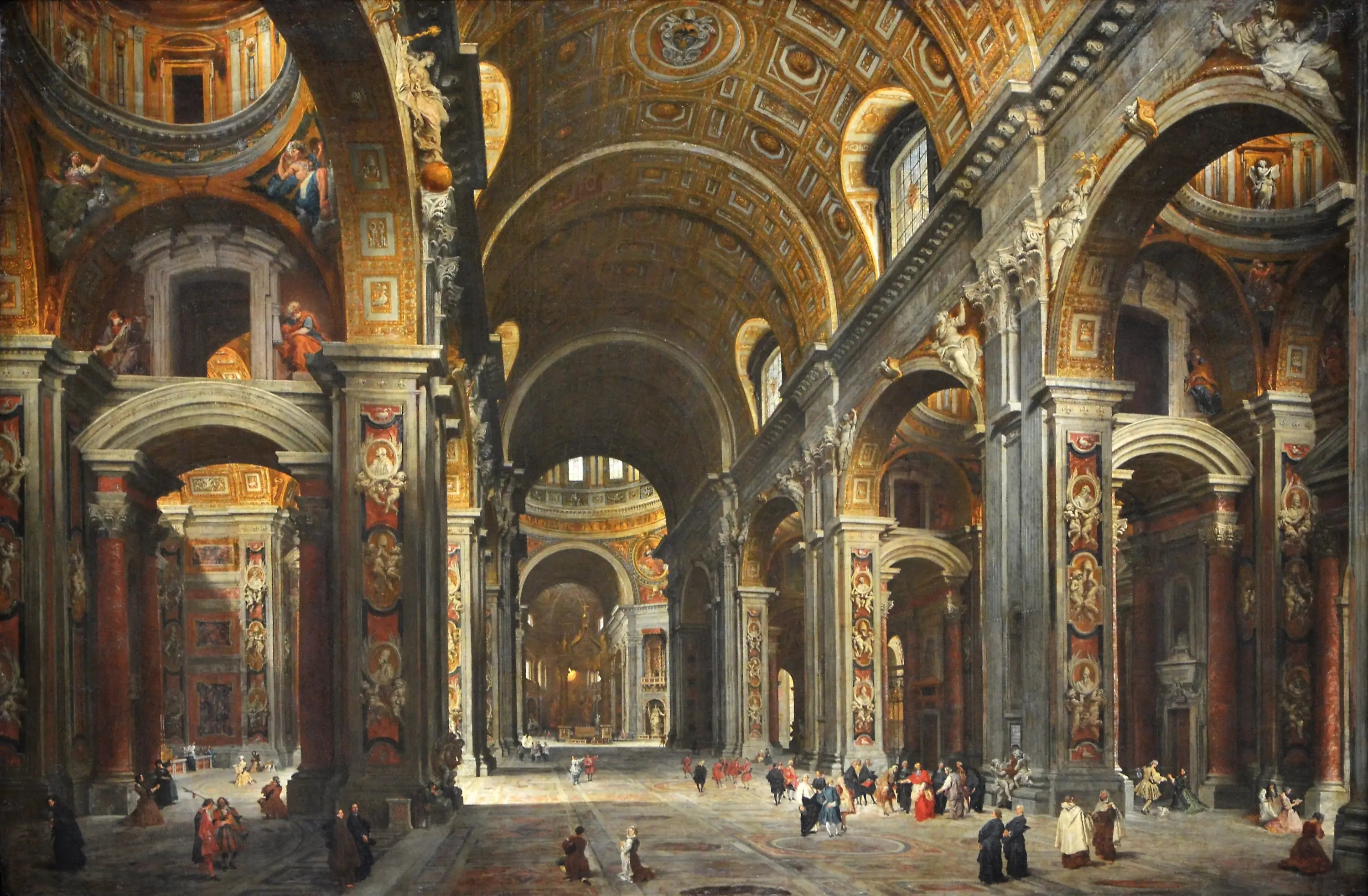 Le cardinal Melchior de Polignac visitant Saint-Pierre de Rome - Giovanni Paolo Panini - Alpha Reproduction