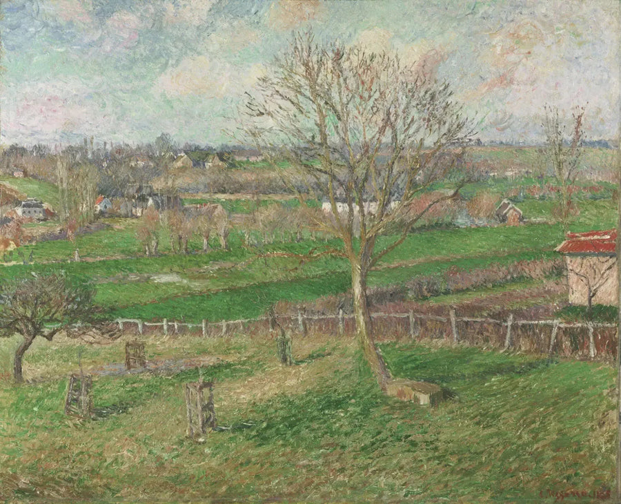 The Field and the Large Walnut in Winter, Eragny - Camille Pissarro