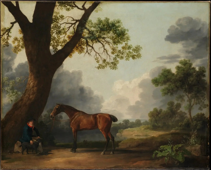 The Hunter of the Third Duke of Dorset with a Groom and a Dog - George Stubbs
