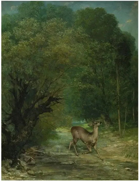 The Deer hunted by listening, spring - Gustave Courbet