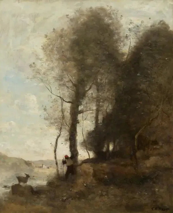 The goat herder at the edge of the woods - Jean-Baptiste Camille Corot