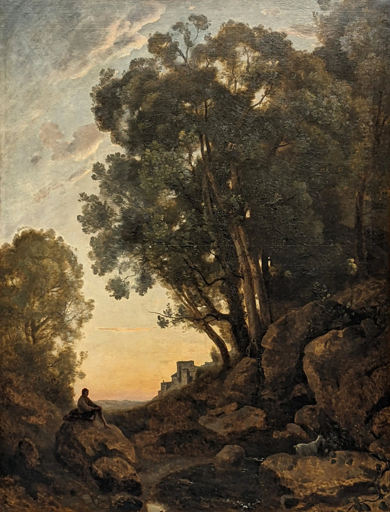 The Italian Goat Herder. Sunset Effect - Jean-Baptiste Camille Corot