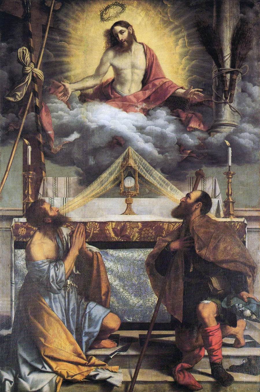 The Christ with the Eucharist and the saints Barthélemy and Roch - Alessandro Bonvicino