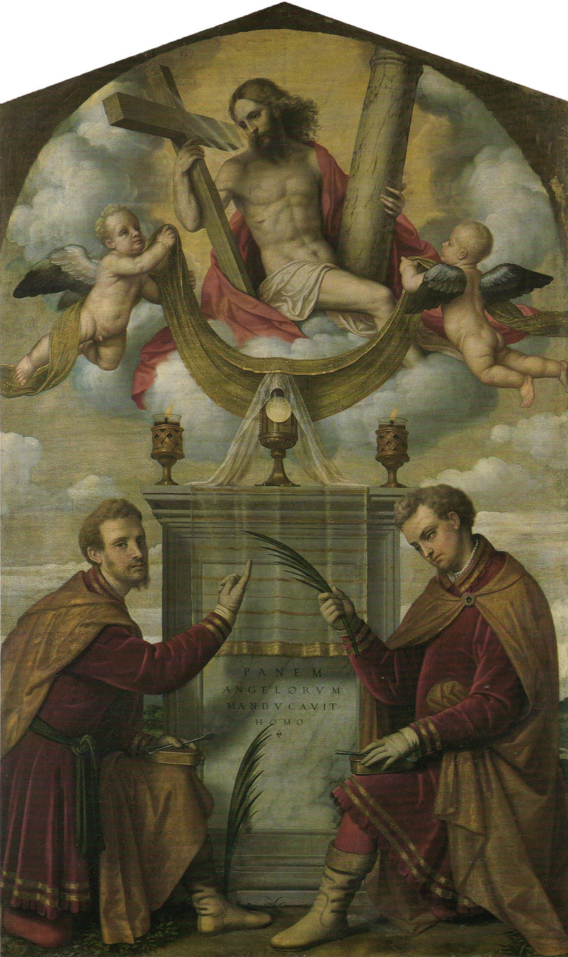 Christ with the Eucharist and Saints Côme and Damien - Alessandro Bonvicino