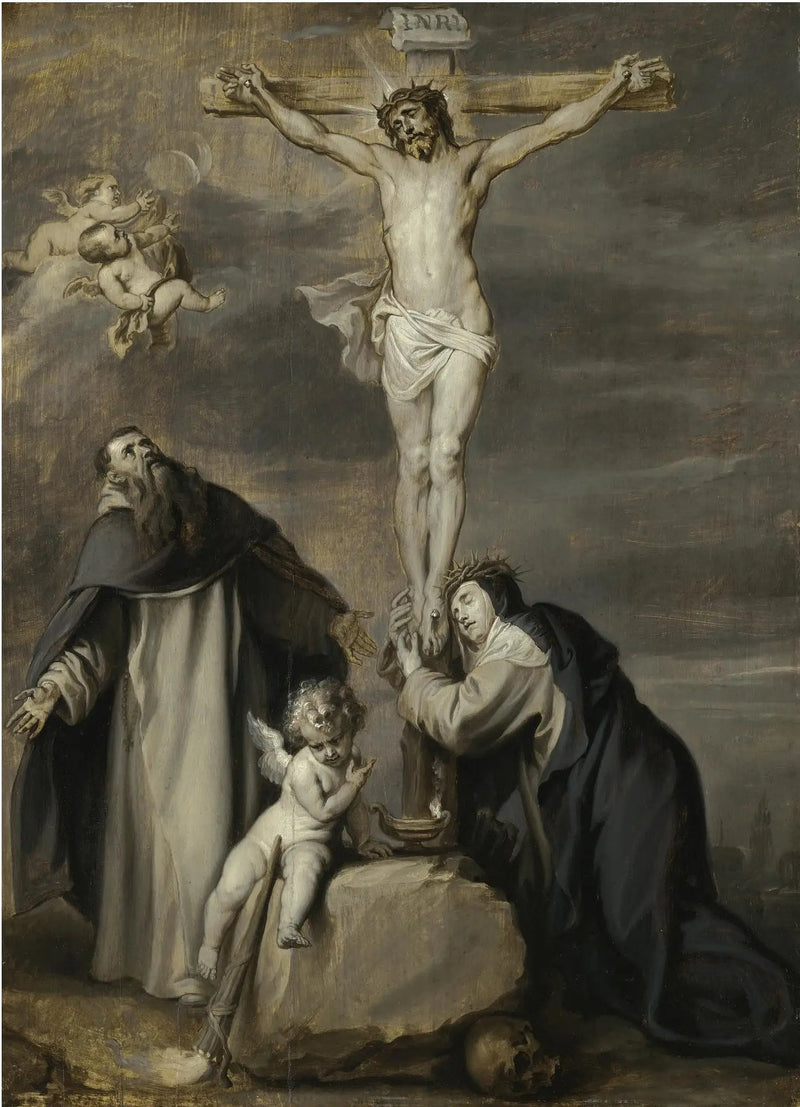 The Crucified Christ adored by Saints Dominic and Catherine of Siena - Antoine van Dyck