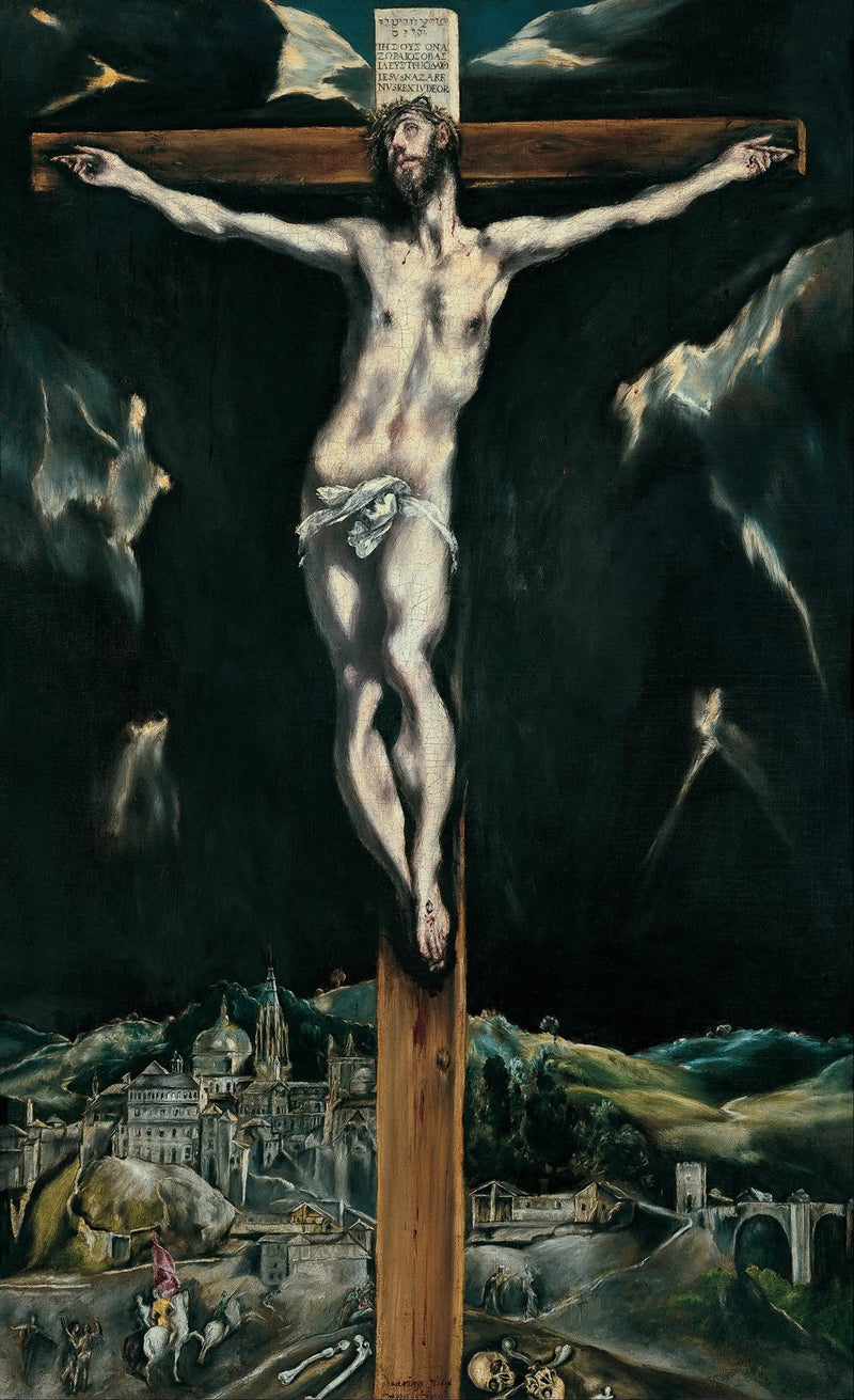 The Crucified Christ with Toledo in the background - El Greco