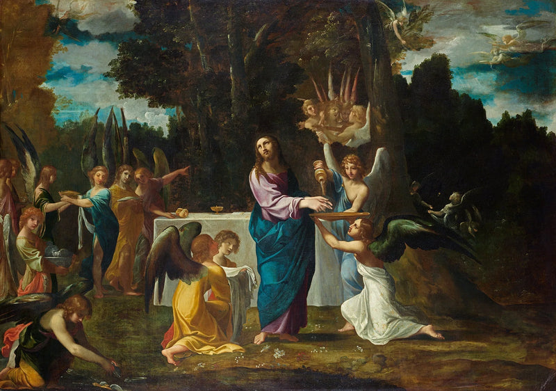 The Christ dans le désert, servi par les anges - Ludovico Carracci
