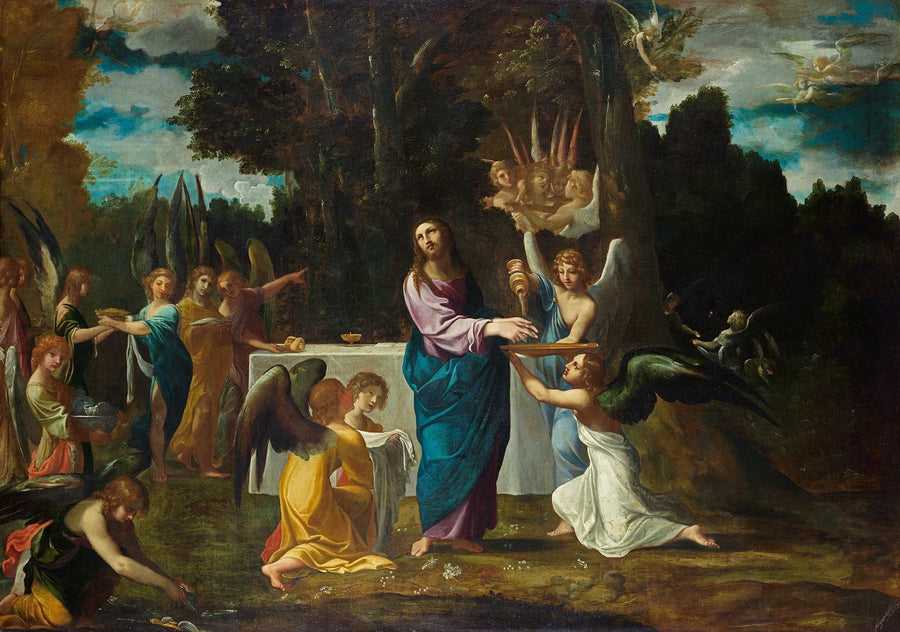 The Christ dans le désert, servi par les anges - Ludovico Carracci