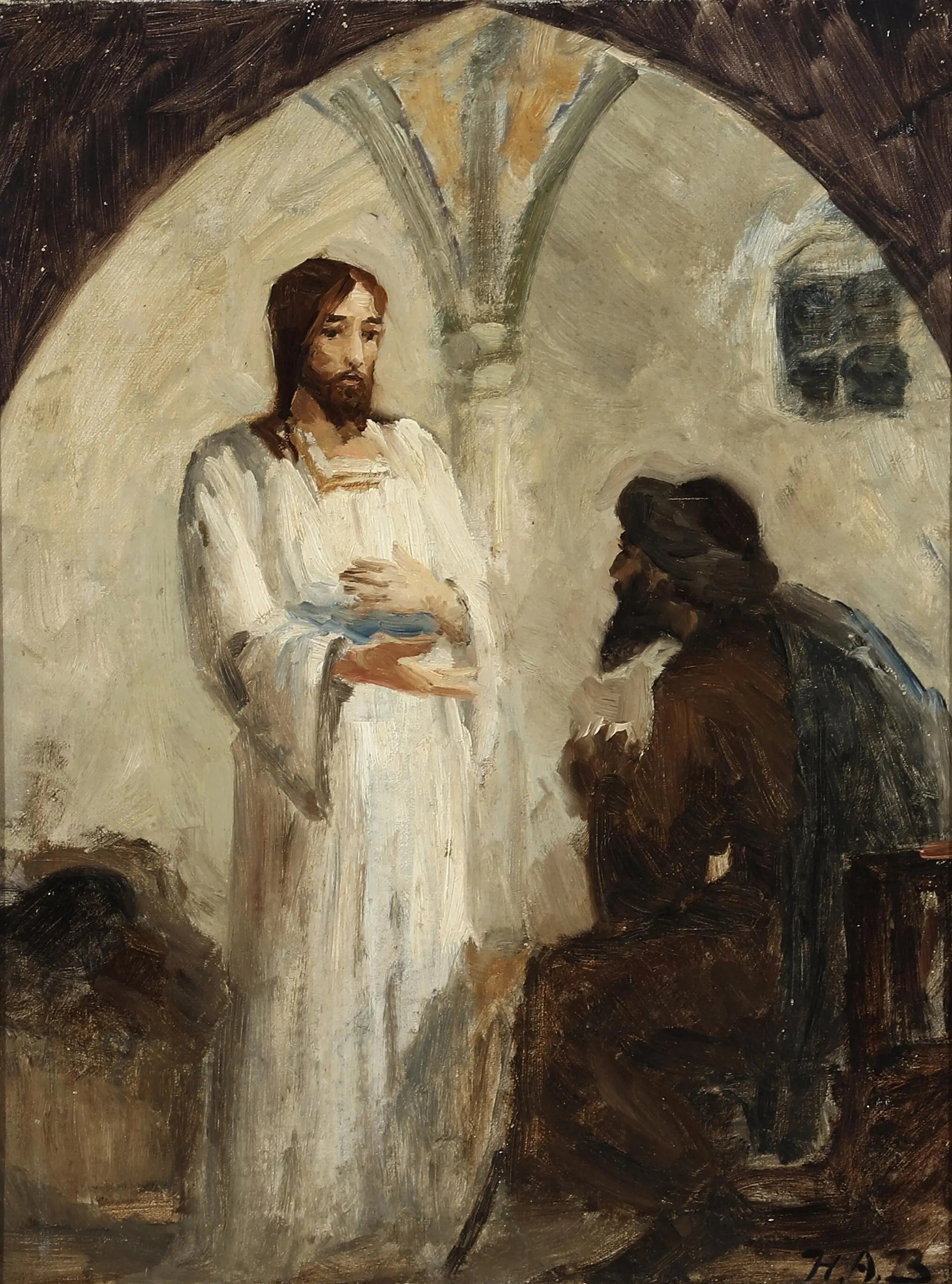 Le Christ en conversation avec un disciple. - H. A. Brendekilde - Alpha Reproduction